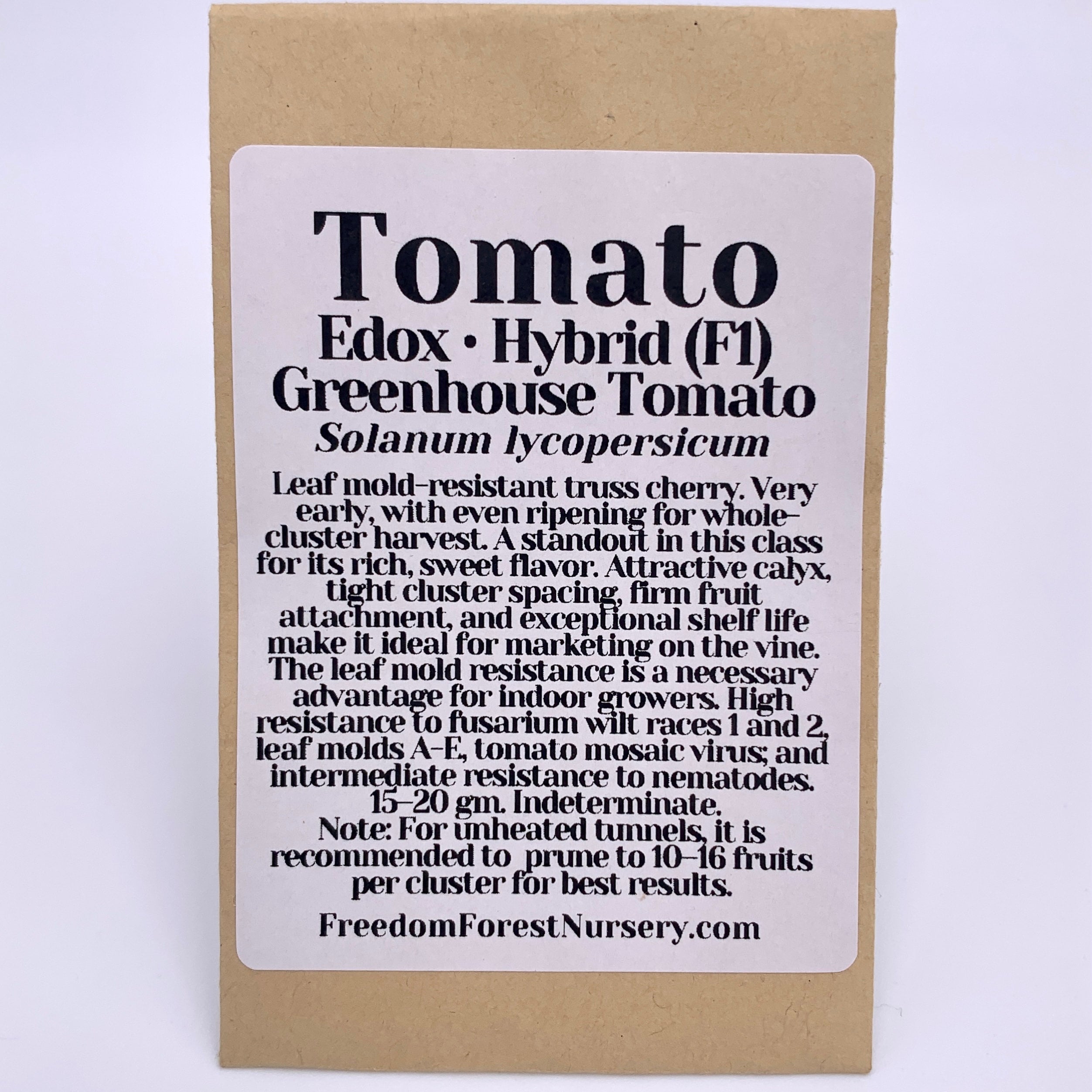 Edox Greenhouse Tomato Hybrid (F1) seeds | Freedom Forest Nursery